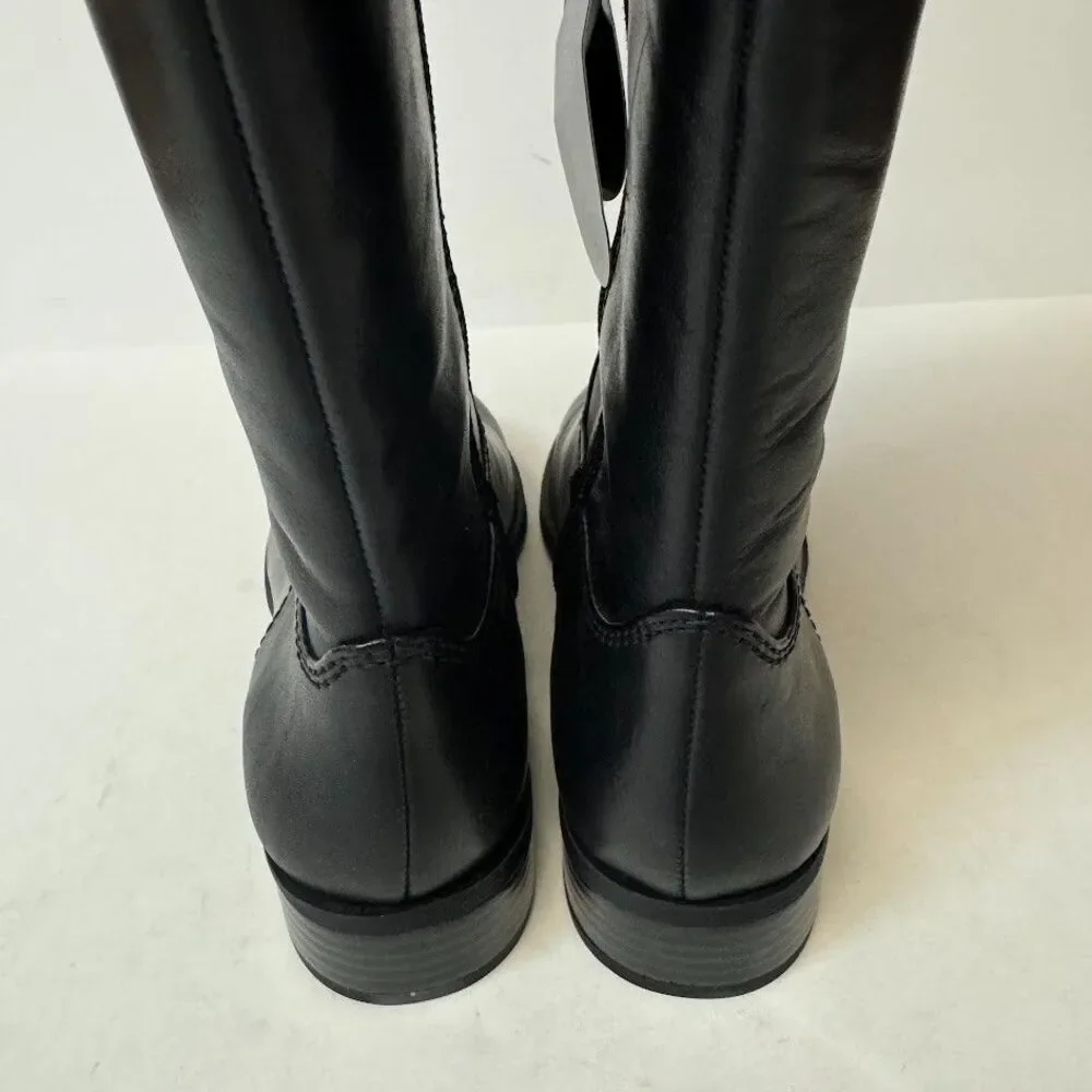 INC Womens 7.5 M WC Black Fawne Zip Up Knee High Riding Boots NIB QL1